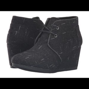 Toms - Desert Wedge - black dotted wool